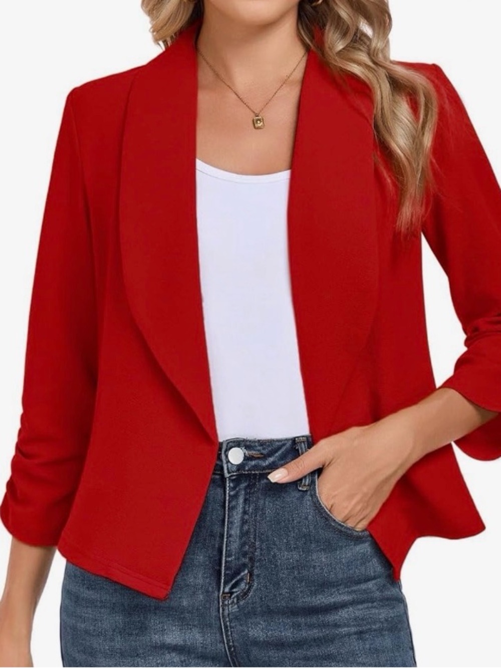 Fashionolics Res Blazer 3/4 Sleeve Open Front Casual